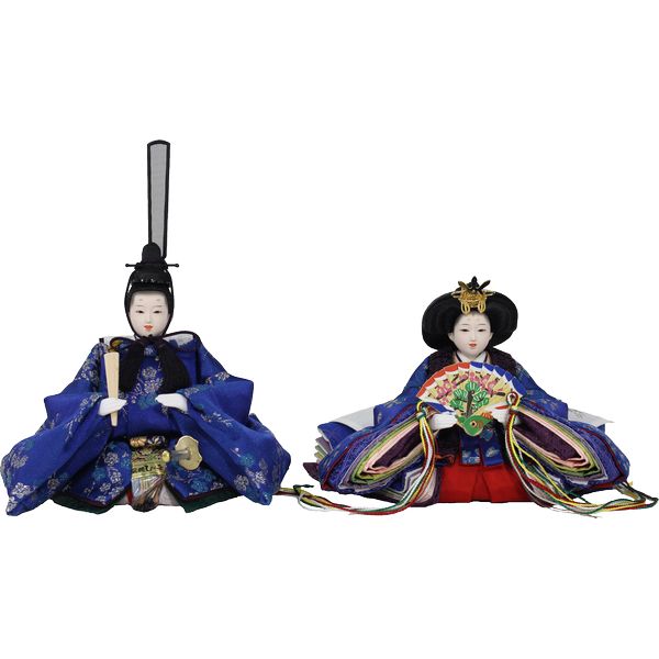 ひな人形 親王単品 きよら十二番 スカイブルー 小梅 ゆかり頭 持道具上 156812