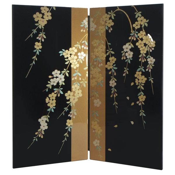 ひな人形 ひな道具 単品 部品 売り 二曲屏風 和らぎYM 60-30-01 金色帯しだれ桜 302103