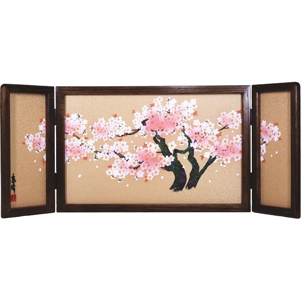 楽天市場】屏風 衝立 友禅和紙工芸品 15号二曲絵屏風 竹取物語