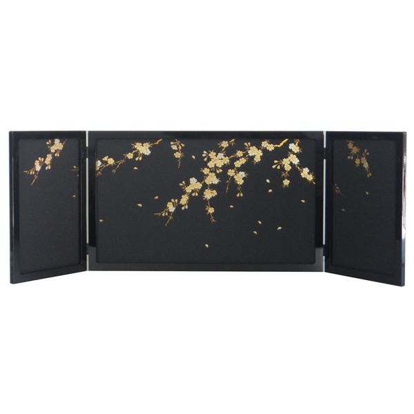 ひな人形 ひな道具 単品 部品 売り 三曲屏風 和らぎYM 60-25-02 黒枠和桜 302073