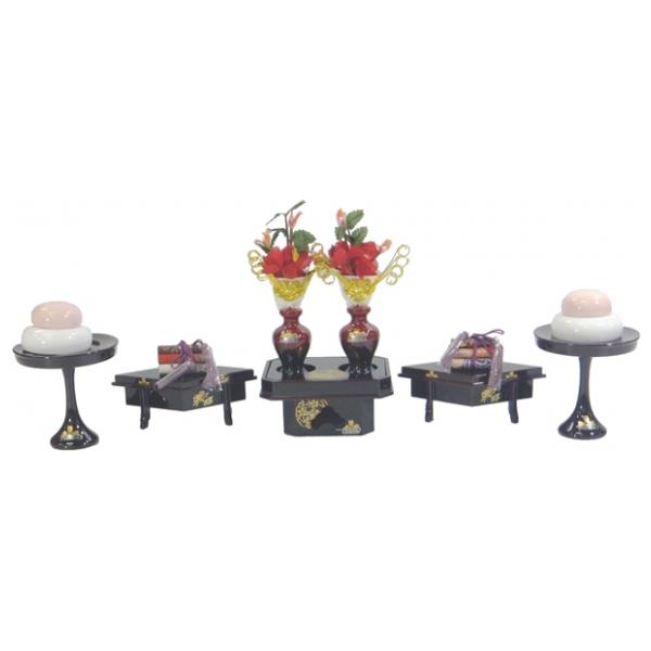 ひな人形 ひな道具 単品 部品 売り 前飾道具 三品道具 三品 溜塗雪牡丹 桜 266511