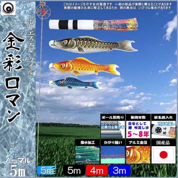鯉のぼり 村上 こいのぼり一揃い 金彩ローマン 六つごま点 翔ドラゴン吹流し 撥水工業 並大抵セット Zszabrusany Cz