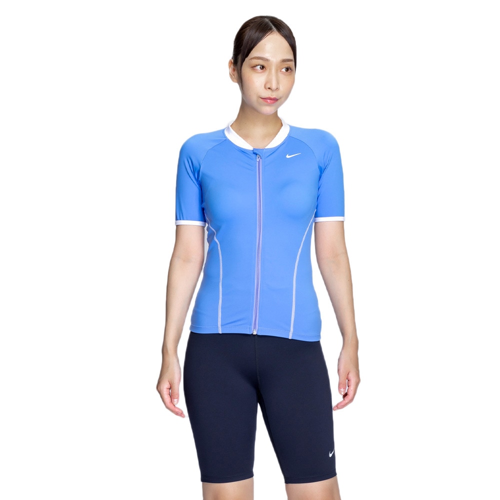 水着 レディース フィットネス水着 セパレート 半袖 ナイキ NIKE 上下セット ＳＵ25　ジップ付き半袖セパレーツ M-LL 袖付き 20代 30代 40代 50代 60代