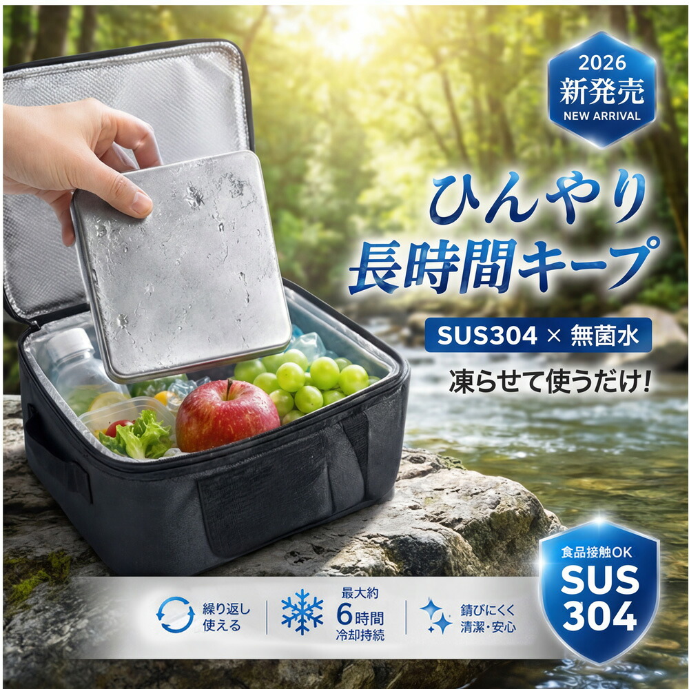 【2026年モデル】 【当日出荷】 【生ものも新鮮キープ 長持ち！】 アイスパック 氷嚢 氷のう 保冷プレート 保冷剤 ステンレス ステンレス保冷剤 長時間 強力保冷 クーラーボックス 小型 繰り返し使える 冷蔵冷凍対応 猛暑対策 急速冷却 お弁当 釣り キャンプ BBQ｜スイカ2号店