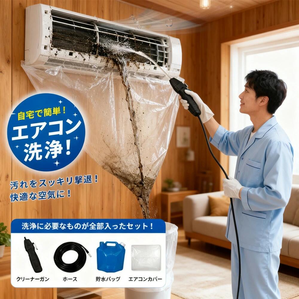 【最短当日出荷・国内発送】【2026年モデル】 エアコン洗浄セット エアコン掃除セット エアコンクリーニングキット エアコン洗浄キット コードレス 高圧洗浄機 充電式 洗浄ガン ポータブル洗浄ガン 電動スプレー 高圧噴霧器 エアコン洗浄 排水ホース付き DIY カビ取り｜スイカ店