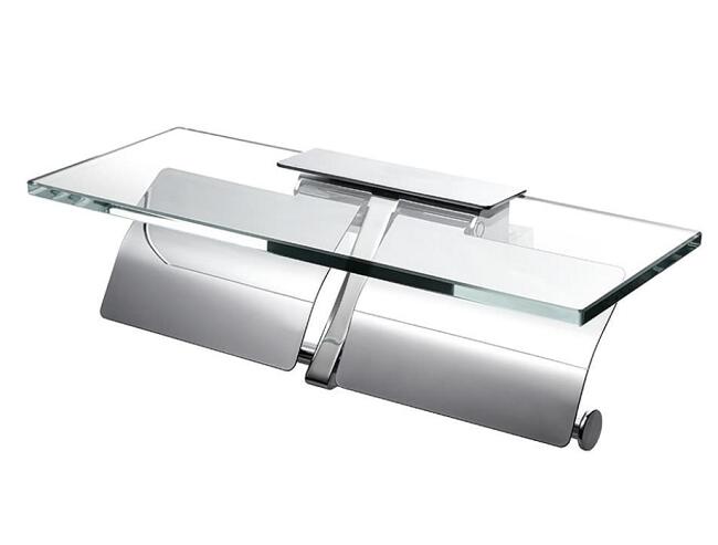 SANEI ガラス棚付ダブルペーパーホルダー W2808｜水彩マート店
