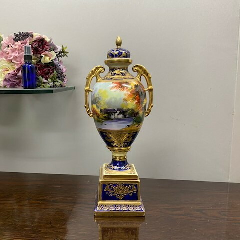 【中古】オールドノリタケ 瀬戸もの 壷 小さめ 秋の見晴らし