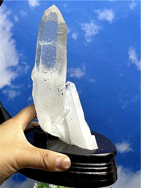 楽天市場】水晶 クラスター 1895G 水晶 原石【送料無料】【台座 付き