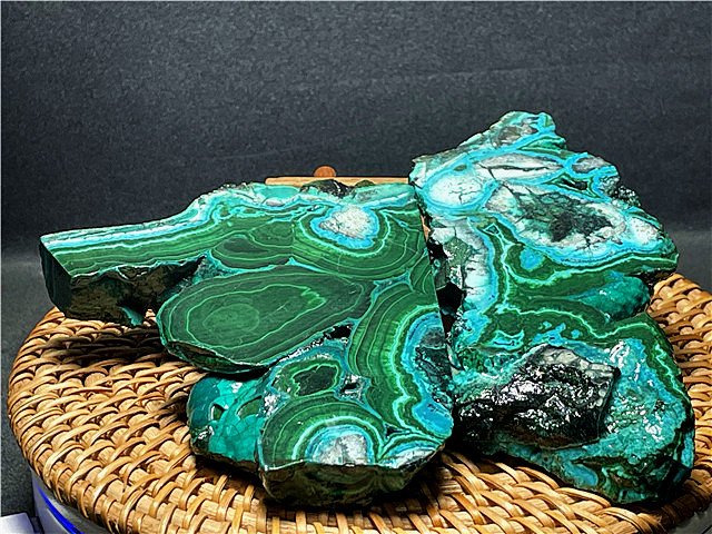 マラカイト 原石 茶色　円形模様 ok-79429-s-g.jpg