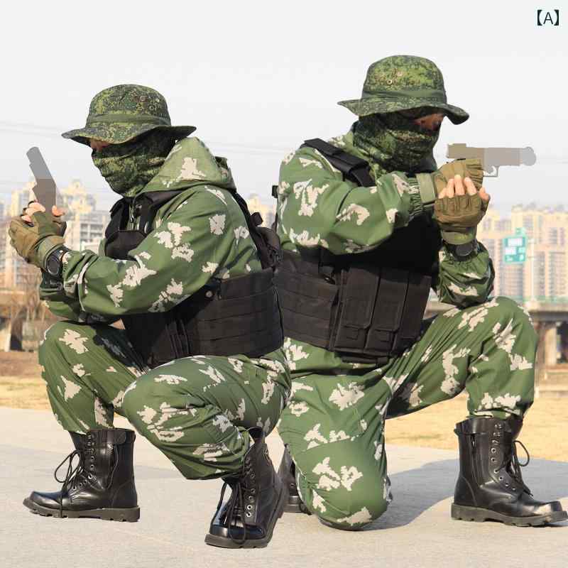 作業服セット上下 ロシアの EMR リトル グリーン マン 迷彩 ユニフォーム 男性用 ロシア 軍 KMX ホワイトフラワー オーバー オール 遺跡 狩猟 服 戦闘