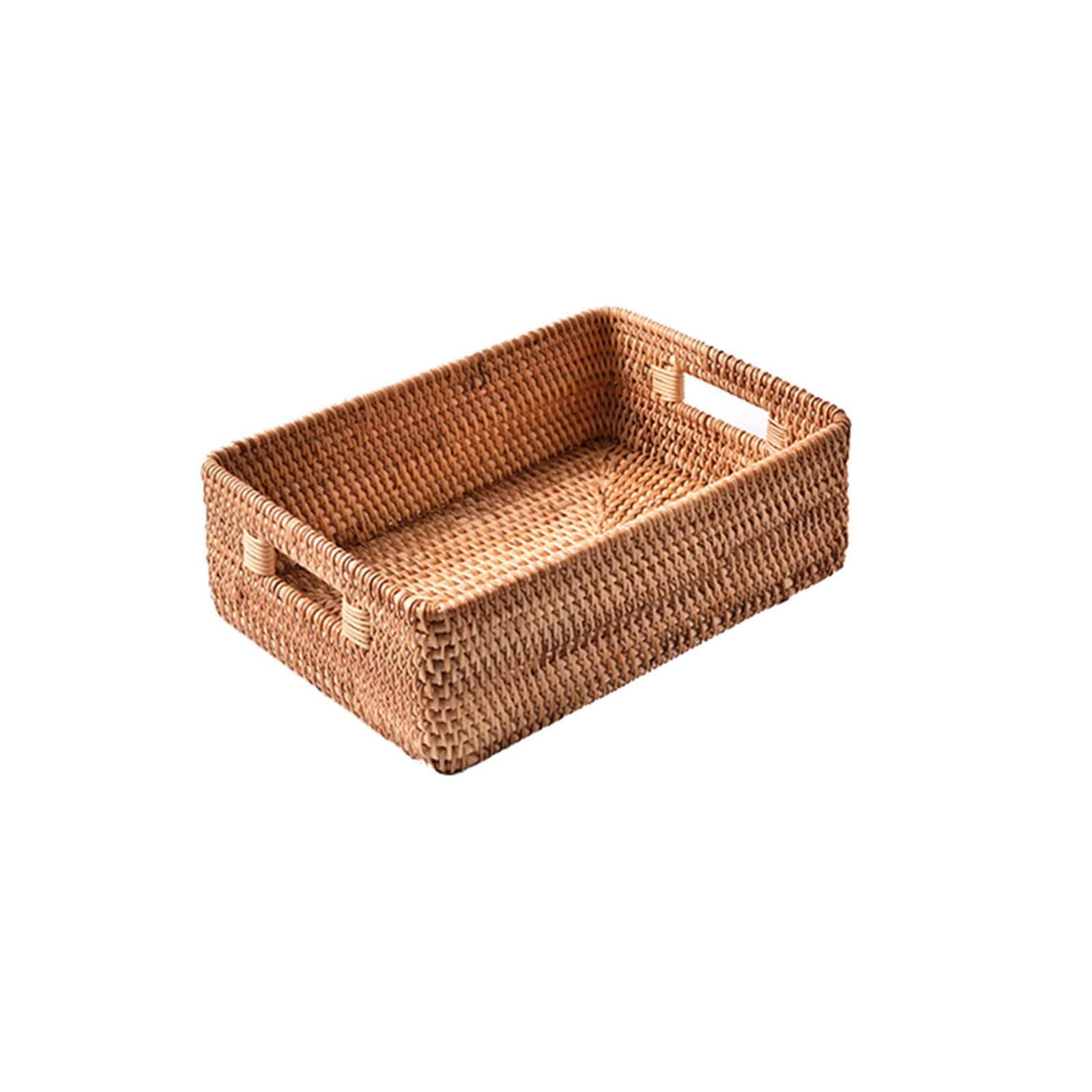 収納バスケット 藤箱 かご 天然藤 ハンドル付き ベトナムぶどう 手作り パンかご オシャレ 雑貨入り 服整理 卓上収納