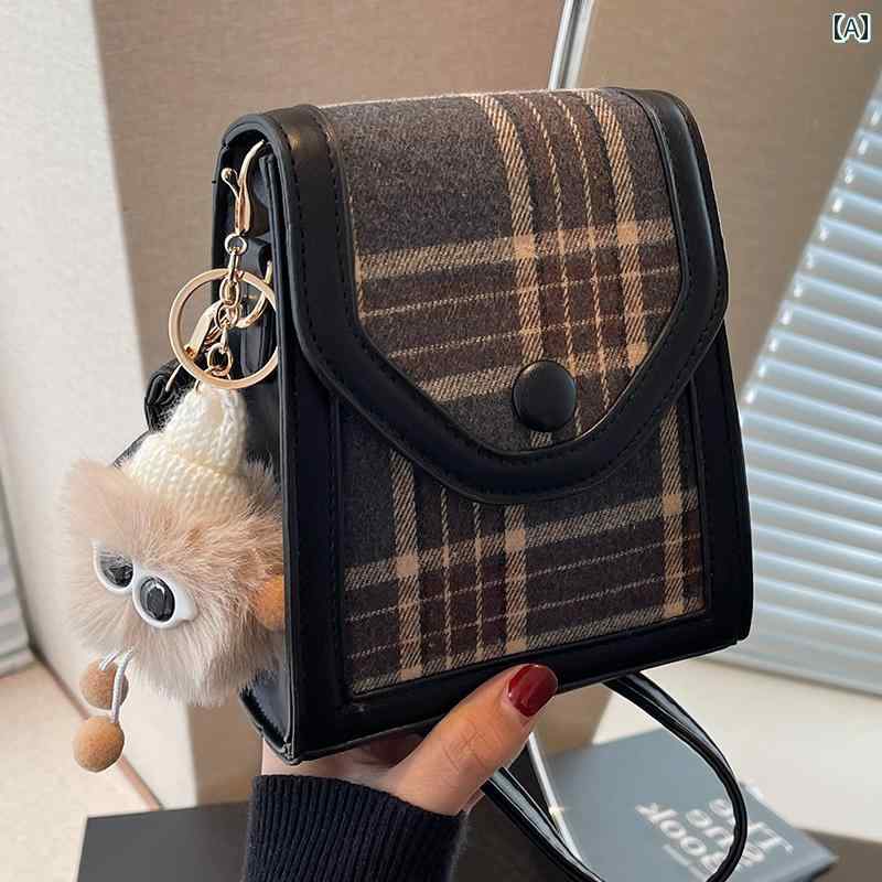 レディース バッグ 小さめ ショルダー おしゃれ 普段使い チェック 年 トレンディ 縦型 携帯電話 ボディ クロス