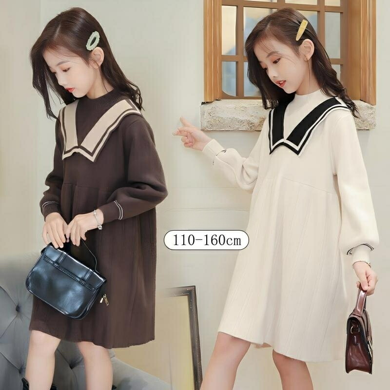 ワンピース 子供服 韓国風 キッズ 女の子 セータードレス 冬服 ニットワンピース 普段着 通学 パーティー 結婚式 発表会