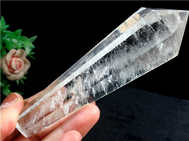 天然赤水晶六角柱 ライトニング水晶六角柱[T705-7194]