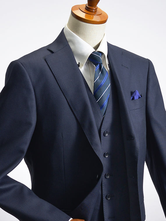【楽天市場】スリーピーススーツ ウール100％ SUPER110's 段返り3ツボタン スーツ メンズ セミワイド