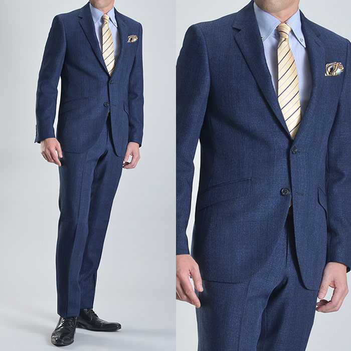 スリム デニムライク おしゃれ オールシーズン ビジネス 2つボタン パンツウォッシャブル カジュアルスーツ 春夏秋冬 スーツ 紳士 ファンウォーク オフィス 洗えるパンツ メンズ 春夏秋冬 プリーツ加工 ビジカジ デニムスーツ 紳士 カジュアルスーツ セットアップ