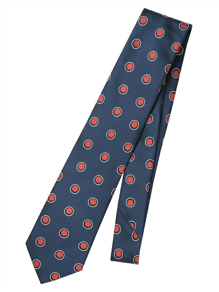 ネクタイ メンズ Fabric by ITALY シルク ドット ネイビー系 ユニバーサルランゲージ スーツスクエア