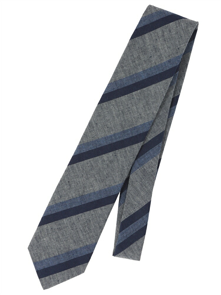 ネクタイ Atelier F＆B リネンコットン ストライプ グレー系 スーツスクエア｜SUITSQUARE
