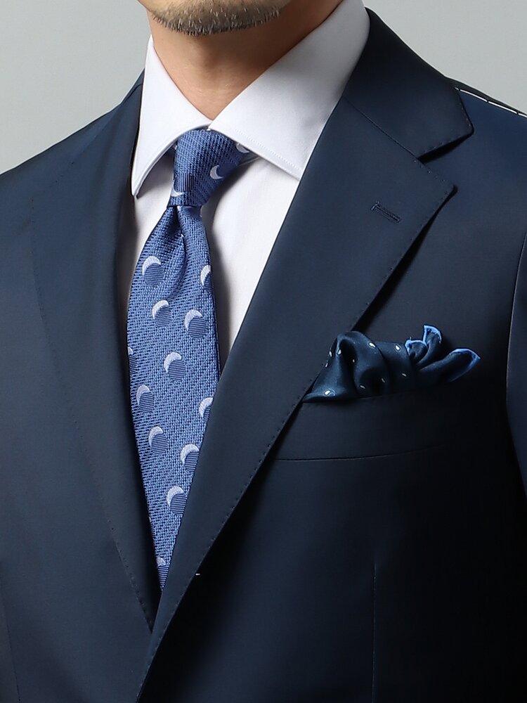 メンズ ネクタイ Seaward & Stearn シルク ドット ブルー系 スーツスクエア