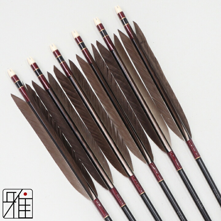 楽天市場】弓道 矢 ジュラルミン矢 6本組黒羽根 手羽 1913黒シャフト矧