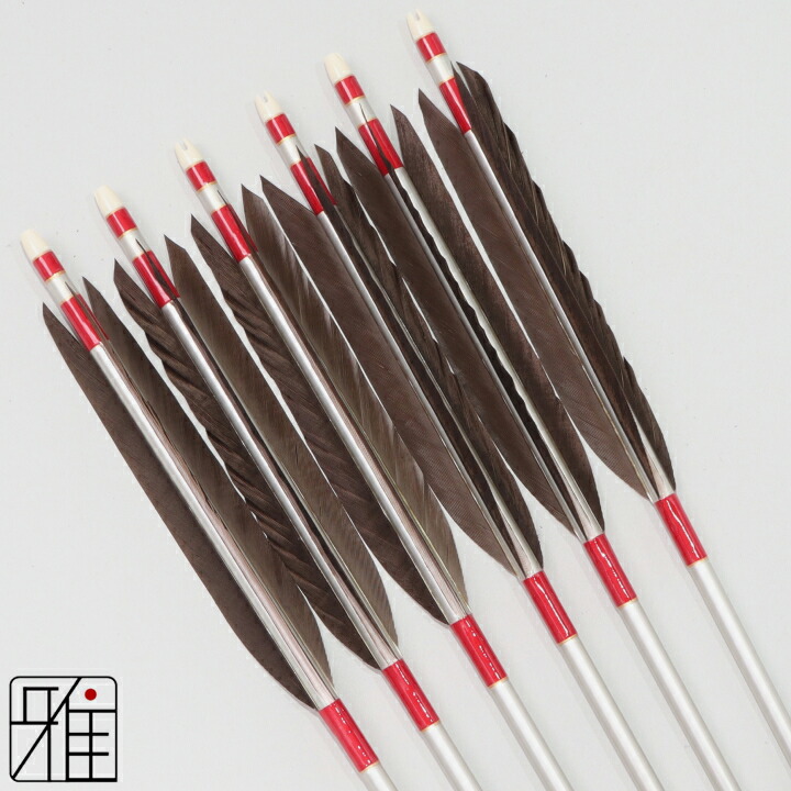 楽天市場】弓道 矢 ジュラルミン矢 6本組黒羽根 手羽 1913黒シャフト矧