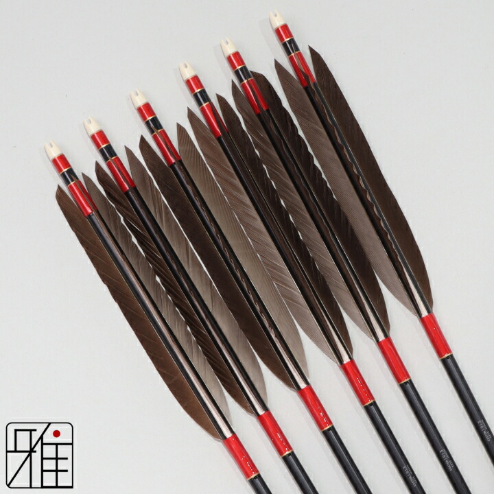 楽天市場】弓道 矢 ジュラルミン矢 6本組黒羽根 手羽 1913黒シャフト矧