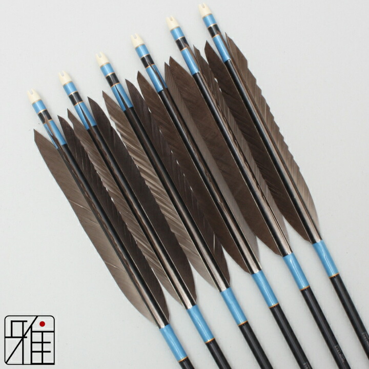 極美品 弓道 矢 ジュラルミン矢 6本組 黒羽根 手羽 2015シャフトグレー 弓道 矢 ジュラ矢 黒羽根 手羽 2015｜6本組｜翠山弓具店 suizan kyugu