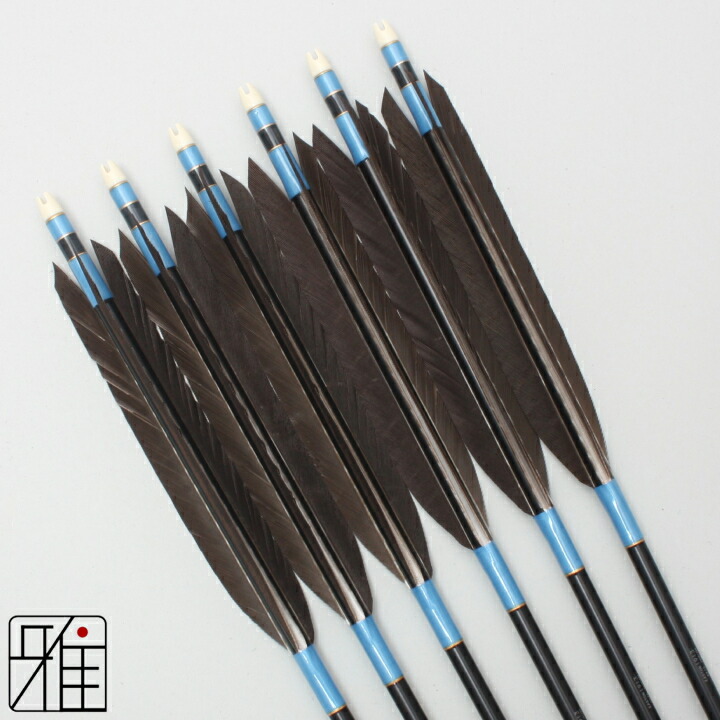 楽天市場】弓道 矢 ジュラルミン矢 6本組黒羽根 手羽 1913黒シャフト矧