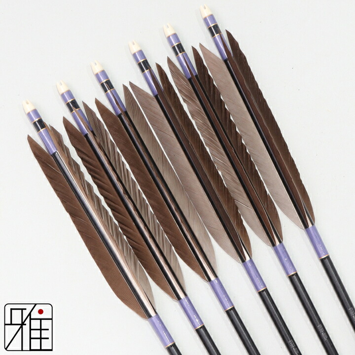 弓道 矢 ジュラルミン矢 6本組黒羽根 手羽 2015シャフト黒矧糸:紫系 【送料無料】翠山弓具店 suizanすいざんきゅうぐてん 【YA201004】|弓道専門店 翠山弓具店 suizan雅