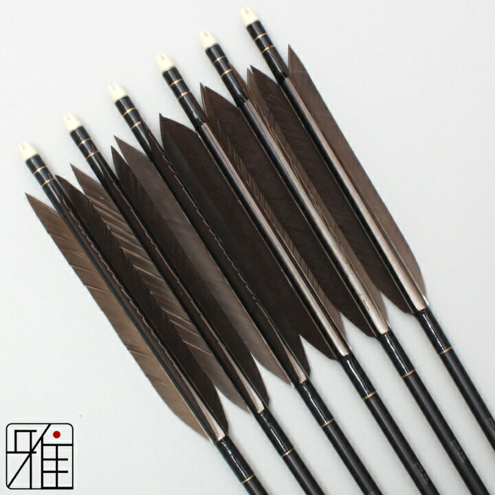 楽天市場】弓道 矢 ジュラルミン矢 6本組黒羽根 手羽 2115矧糸：白系