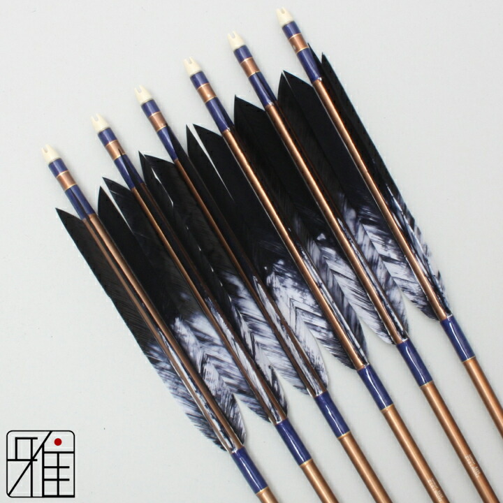 極美品 弓道 矢 ジュラルミン矢 6本組 黒羽根 手羽 2015シャフトグレー 弓道 矢 ジュラ矢 黒羽根 手羽 2015｜6本組｜翠山弓具店 suizan kyugu