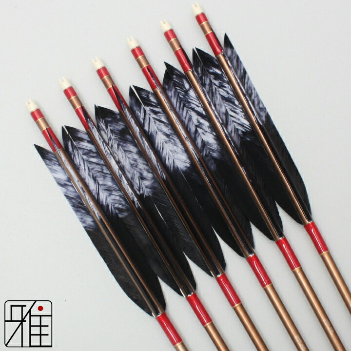 弓道 矢 ジュラルミン矢 6本組ターキー差斑染羽 1913シャフト茶矧糸:赤系 【送料無料】翠山弓具店 suizanすいざんきゅうぐてん 【YA19462】|弓道専門店 翠山弓具店 suizan雅