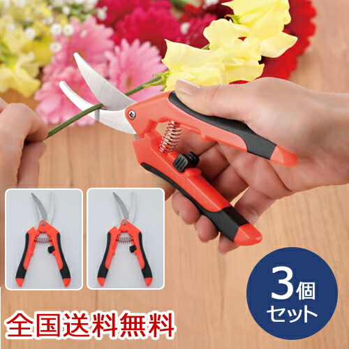 【ポイント20倍】カーブ刃剪定鋏 女性用 生花用 剪定ばさみ 枝きり ガーデニング 園芸用品 盆栽 お得な3個セット