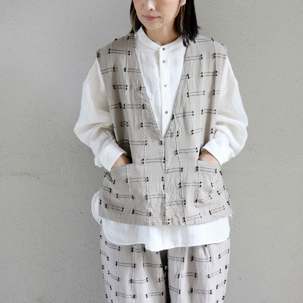 ARTE POVERA アルテポーヴェラ インドジャガードVベスト #サンドベージュ、ブラック|SuKiMa