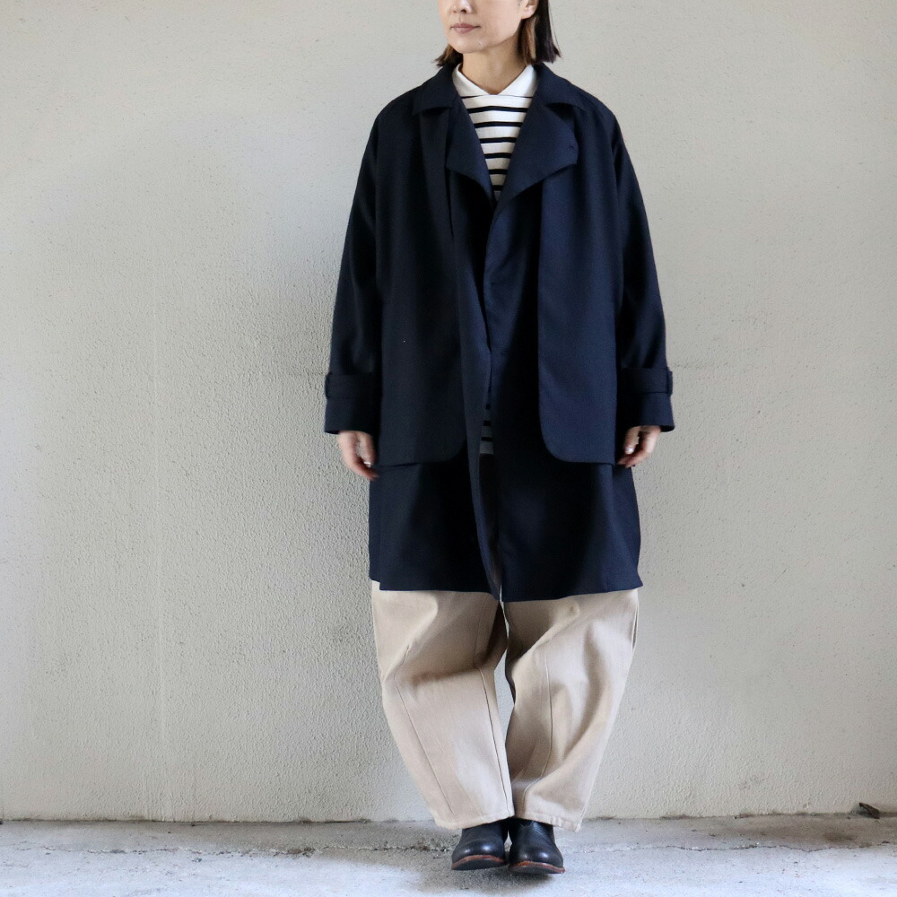 ASEEDONCLOUD アシードンクラウド Chimney ash wool Seiyakou inverness coat #navy 【貨物輸送無料】 コート・ジャケット-レディースファッション