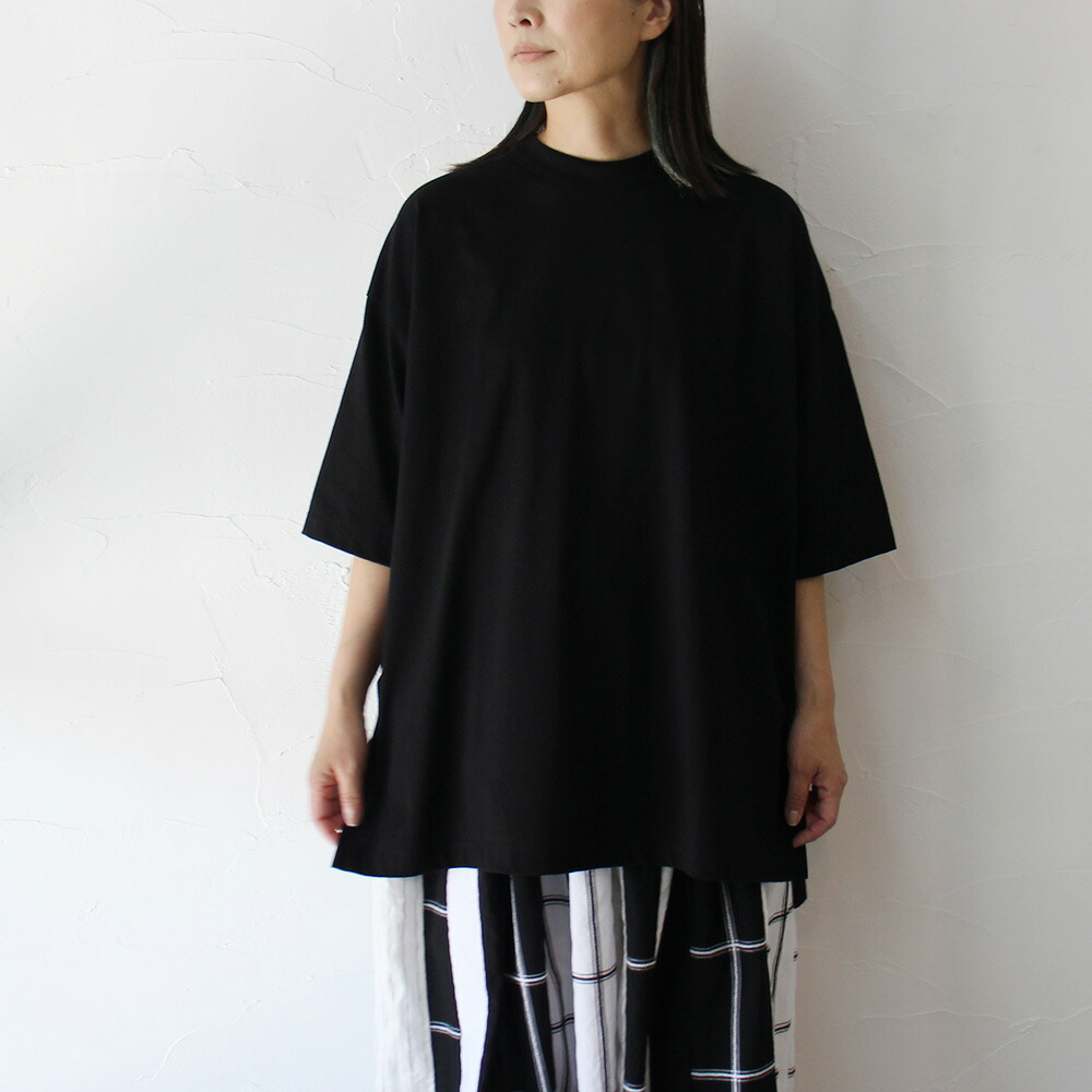 TRAVAIL MANUEL トラバイユマニュアル midi天竺BIG細長い切口プルオーバー  #白いこと、黒いこと 【貨物輸送無料】