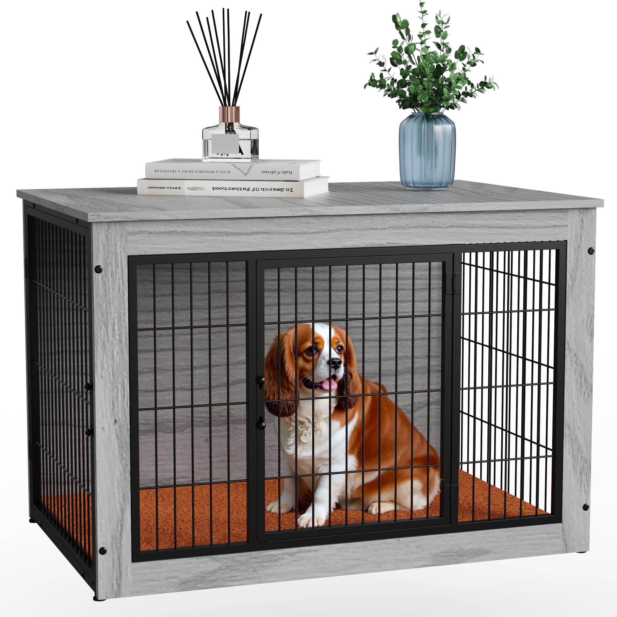 【送料無料】犬 ケージ ペットケージ 木製 犬サークル 大中型犬用 サークル 室内 犬 ウッディサークル インテリア調 毛布付き 頑丈 オシャレ (ブラウン, Mサイズ)