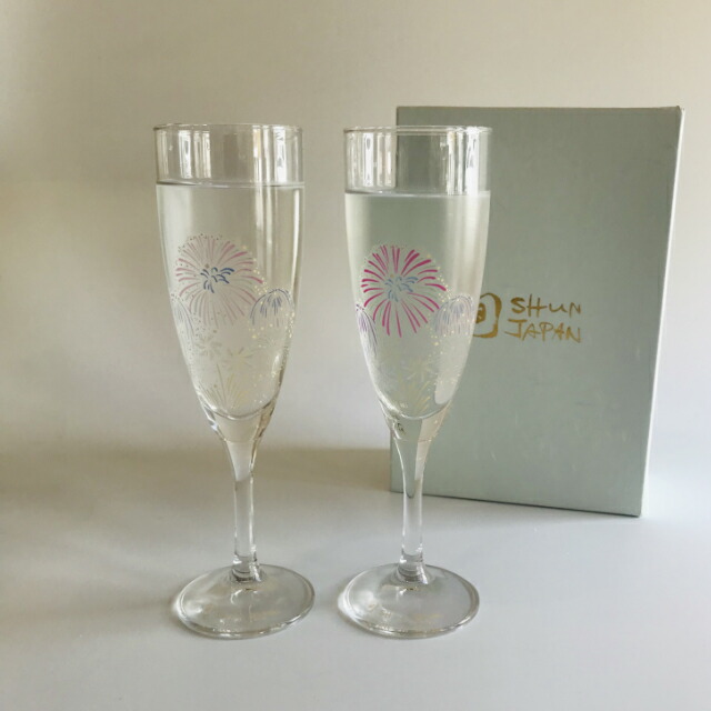 楽天市場 温度をデザインに 冷感花火 シャンパングラスペアセット 丸モ高木陶器 お酒をより楽しむためのおしゃれな酒器 内藤陶器店