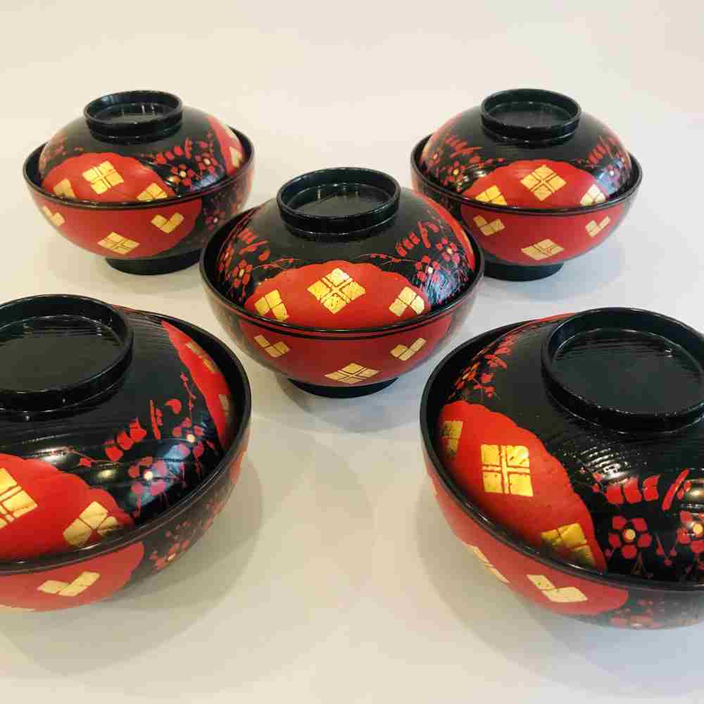 中古　正法寺煮物椀　五客　紙箱入