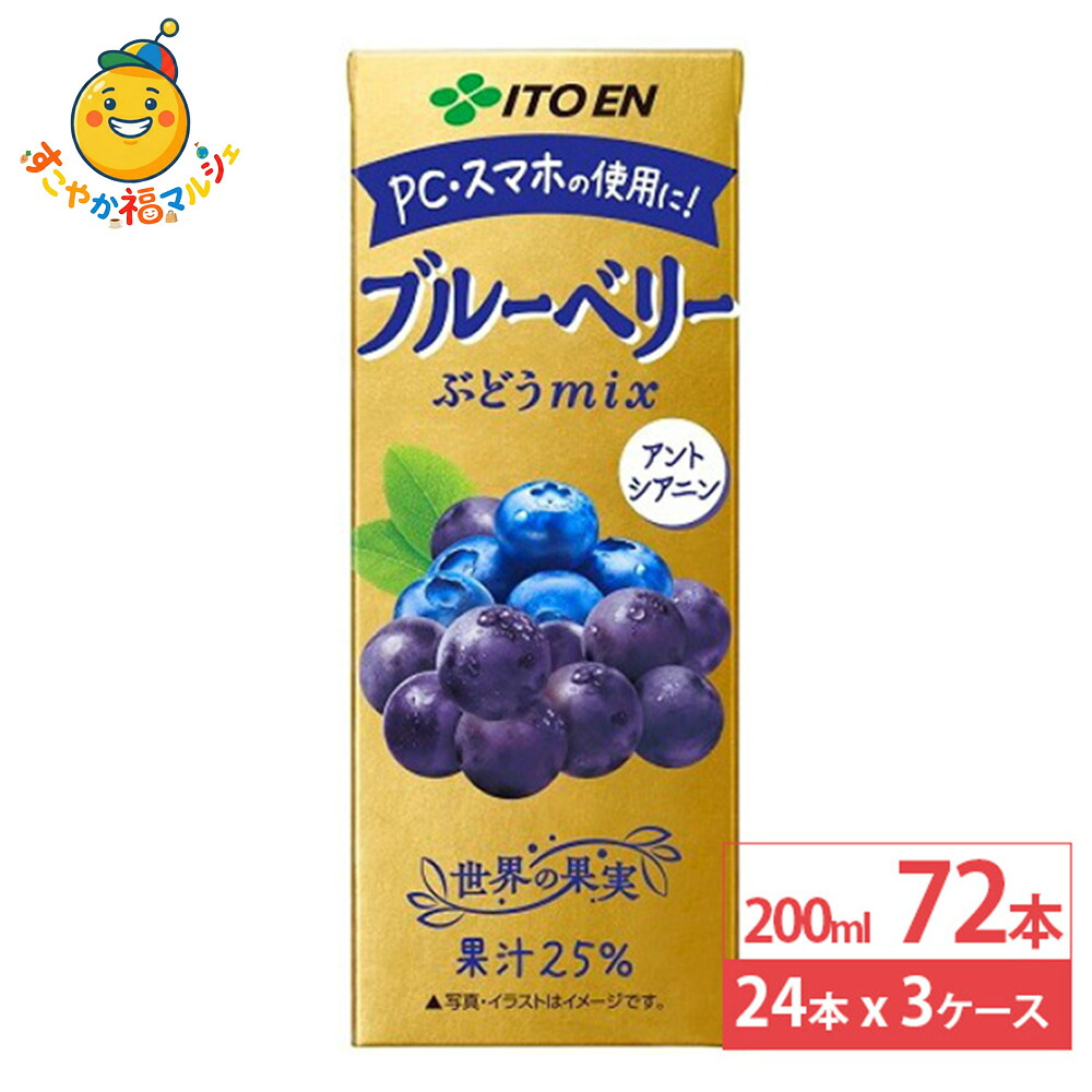 伊藤園 ブルーベリー ぶどうmix 紙パック 200ml 24本×3ケース (72本) ジュース ベリー ミックスジュース
