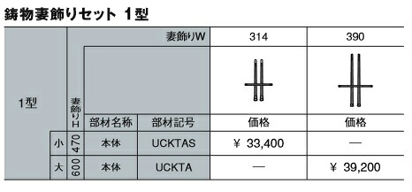 鋳物妻飾りセット1型　UCKTAS　W314&times;H470　三協アルミ 正規品保証｜住まコレ　店