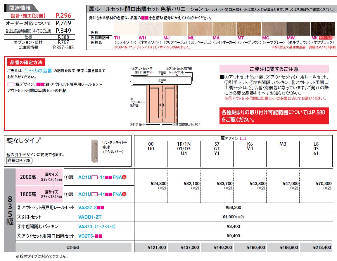 DAIKEN室内ドア hapia(ハピア)アウトセットドア 片引き吊戸 価格帯