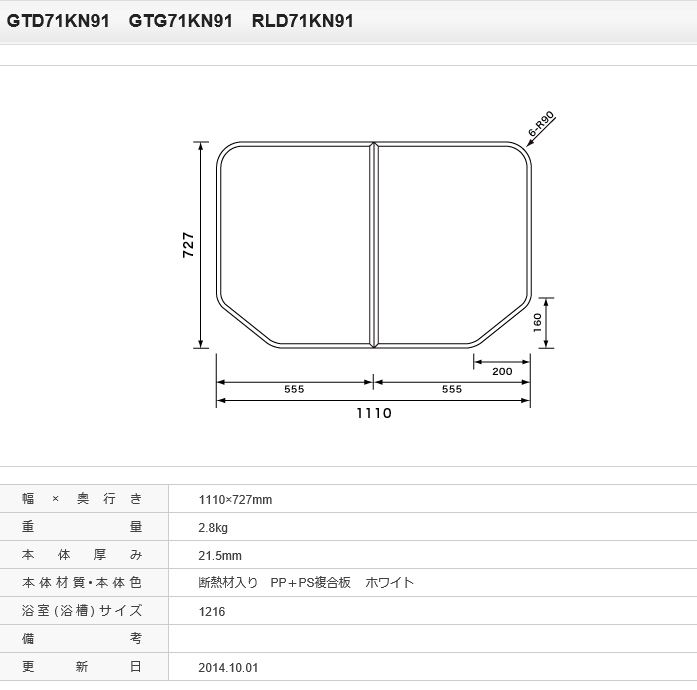 品番 GTD71KN91 パナソニック 断熱組フタ：１１５０用 正規品保証