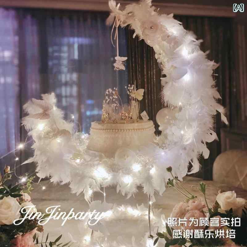 パーティーグッズ ホームパーティー 誕生日 Moon Boat ケーキ スタンド デコレーション アレンジメント ハイ  模擬 花 Xiaohongshu スーパー フェアリー お姫様 ギフト