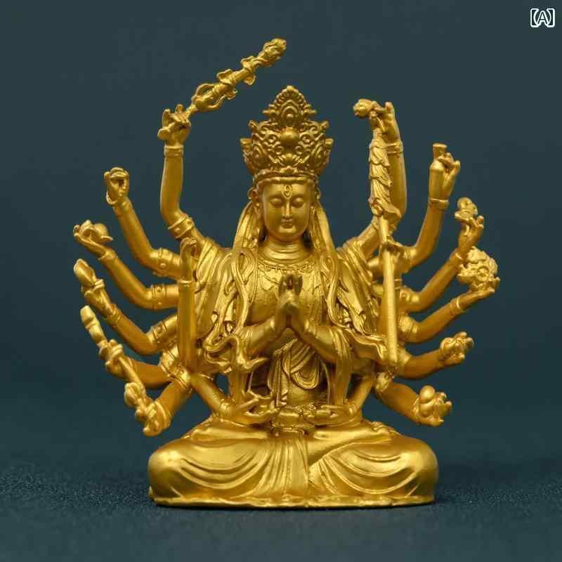 インテリア オブジェ おしゃれ 黄金の チュン ディ 仏陀 母 像 菩薩像 装飾品 真鍮 ポータブル 仏像 精巧 中の 装飾