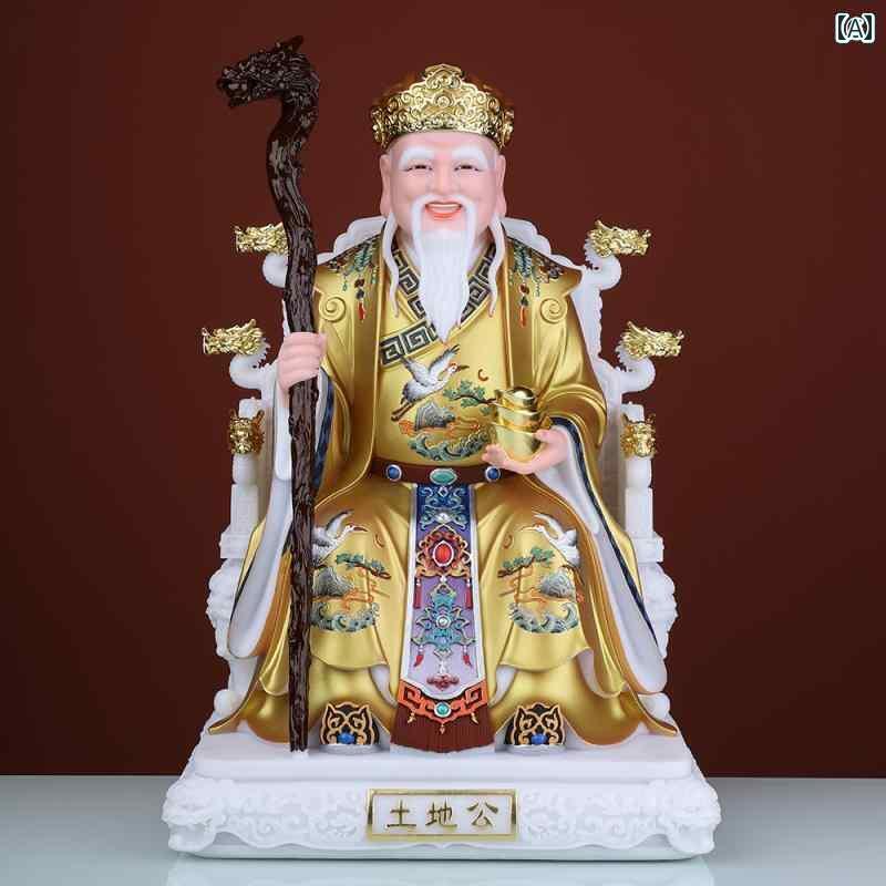 インテリア オブジェ おしゃれ 土地 神とその 妻の 白い 大理石 像 家庭での 礼拝用の 福徳 正 神の 祖父と 祖母の 像の ペア