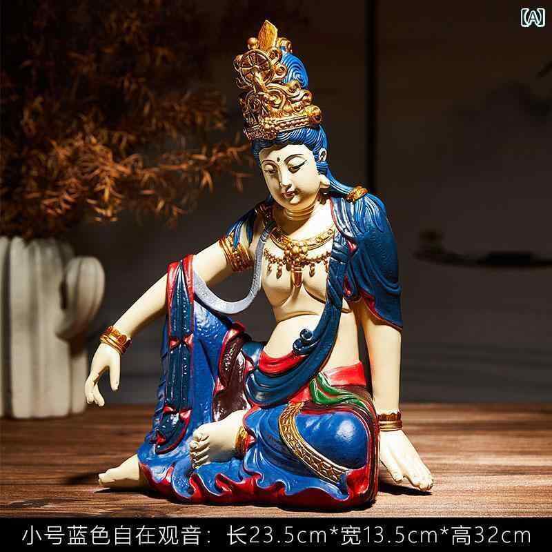 インテリア オブジェ おしゃれ チャイナ風 観音 水 月 菩薩 仏像 ホーム ティーテーブル オフィス ポーチ 装飾 樹脂 装飾品