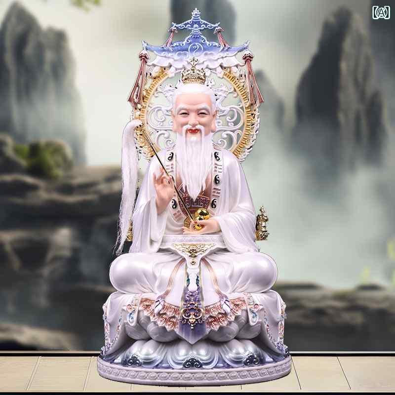 インテリア オブジェ おしゃれ スタイル 泰 上 老 君 像 白 大理石 三 清道 祖 道徳 天 津 鎮 タウン ハウス 礼拝 道教 装飾品 ホーム