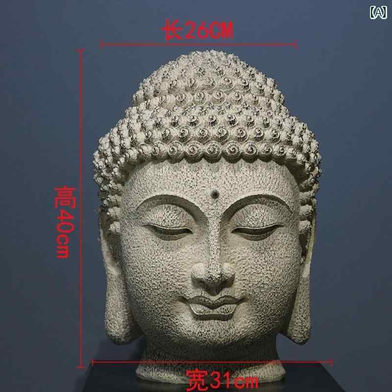 インテリア オブジェ おしゃれ レトロ 禅 大きい 仏 仏頭 像 仏像 装飾 玄関 廊下 リビング ルーム ワイン キャビネット 文学的 装飾品