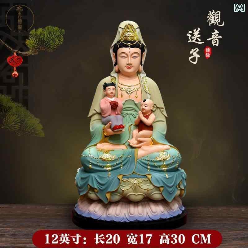 インテリア オブジェ おしゃれ 子 授け 観音 菩薩 仏像 男の子 女の子 龍 鳳凰 子供 樹脂 家庭 崇拝 家庭用 像 装飾品